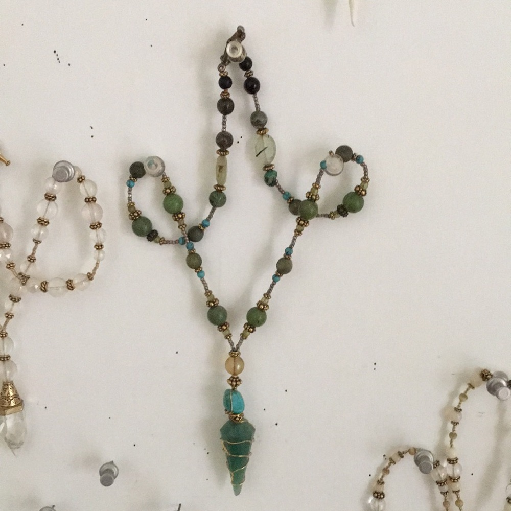 Adventurine, Jade, Prehinite Crystal Handmade One of a Kind Necklace